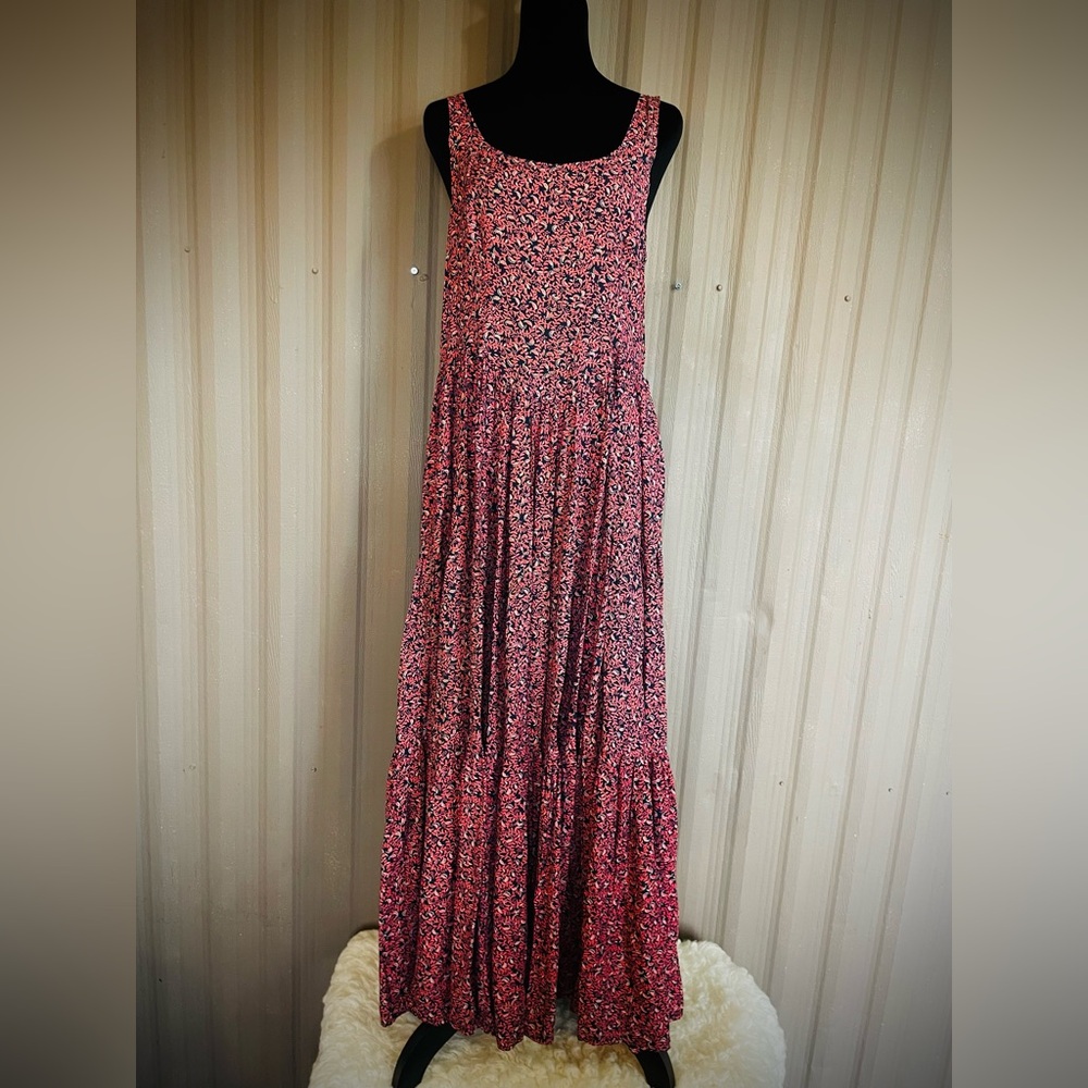 VTG 90s Tiered Maxi Dress Flowy Ditsy Floral Fairy Boho Cottage Indie M/L